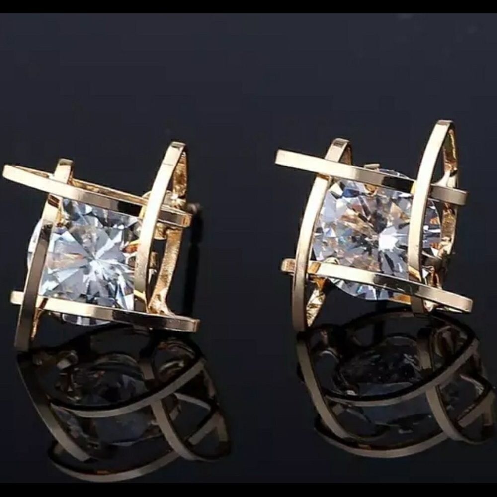 + Gold Caged Diamond Earrings